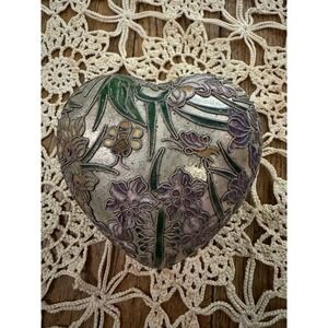Vintage Floral Heart‎  Trinket Box  5" x 4.5"